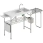 Mesa de Limpieza de Pescado Plegable Portátil con 2 Fregaderos Grifo Manguera Estante Lateral Cesta y Ranuras Blanco
