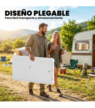 Mesa de Limpieza de Pescado Plegable Portátil con 2 Fregaderos Grifo Manguera Estante Lateral Cesta y Ranuras Blanco