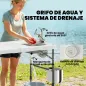 Mesa de Limpieza de Pescado Plegable con Altura Regulable Fregadero Grifo Manguera Cesta Plegable Ranuras y Bolsa