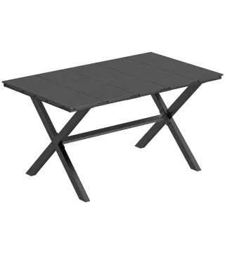 Mesa de Jardín para 6 Personas con Tablero HDPE, 150x90x74 cm, Negro