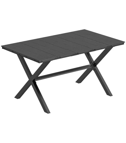 Mesa de Jardín para 6 Personas con Tablero HDPE, 150x90x74 cm, Negro