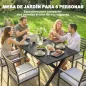 Mesa de Comedor de Jardín para 6 Personas con Superficie de HDPE de Listones Estructura Metálica 150x90x74 cm Negro