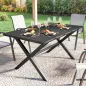 Mesa de Comedor de Jardín para 6 Personas con Superficie de HDPE de Listones Estructura Metálica 150x90x74 cm Negro
