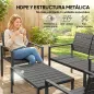 Conjunto de Muebles de Jardín para 4 Personas con Sofá de 2 Plazas 2 Sillones Mesa de Centro Negro
