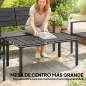 Conjunto de Muebles de Jardín para 4 Personas con Sofá de 2 Plazas 2 Sillones Mesa de Centro Negro