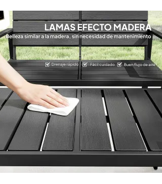 Conjunto de Jardín para 4 Personas con Sofá 2 Plazas y Mesa de Centro, Negro