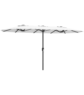Sombrilla Doble de Jardín 4,6x2,6 m con Manivela Manual Protección UV50+ Funda Resistente al Agua Blanco