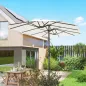 Sombrilla Doble de Jardín 4,6x2,6 m con Manivela Manual Protección UV50+ Funda Resistente al Agua Blanco