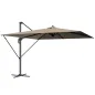 Parasol Excéntrico 2,9x2,9 m de Aluminio con Manivela Inclinación Ajustable Giratorio 360° Base Cruzada y Funda Caqui