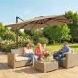 Parasol Excéntrico 2,9x2,9 m de Aluminio con Manivela Inclinación Ajustable Giratorio 360° Base Cruzada y Funda Caqui