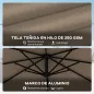 Parasol Excéntrico 2,9x2,9 m de Aluminio con Manivela Inclinación Ajustable Giratorio 360° Base Cruzada y Funda Caqui