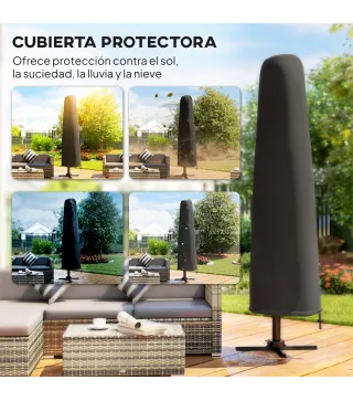 Parasol Excéntrico 2,9x2,9 m de Aluminio con Manivela Inclinación Ajustable Giratorio 360° Base Cruzada y Funda Caqui