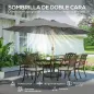 Sombrilla Doble de Jardín 4,6x2,6 m con 48 Luces LED Base Incluida Manivela Sacos de Arena Anti-UV Gris Claro