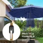 Sombrilla Doble de Jardín 4,7x2,8 m con Base Incluida Manivela Sacos de Arena Protección UV Impermeable Azul Oscuro