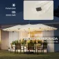 Sombrilla Doble de Jardín 4,6x2,6 m con 48 Luces LED Base Incluida Manivela Sacos de Arena Anti-UV Crema