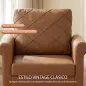 Sofá Individual Tapizado en PU Cojín Grueso Respaldo con Costuras Patas de Madera Maciza Marrón