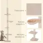 Árbol para Gatos de Suelo a Techo de 230-260 cm con Altura Ajustable Plataformas Hamaca y Postes de Sisal Beige
