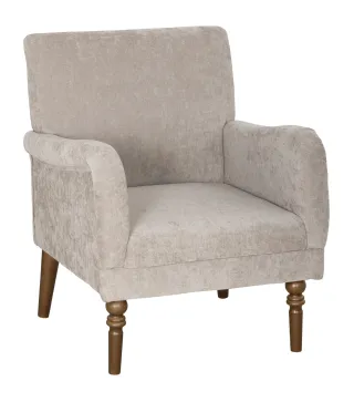 Sofá Individual Tapizado en Lino Reposabrazos Estilizados Patas de Madera Maciza Acolchado Grueso Gris