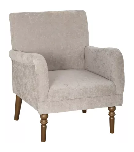 Sofá Individual Tapizado en Lino Reposabrazos Estilizados Patas de Madera Maciza Acolchado Grueso Gris