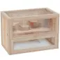 Jaula para Hámster de Madera de 2 Niveles Casa para Animales Pequeños con Plataformas Escaleras 60x35x42 cm Madera Natural
