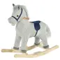 Caballito Balancín Infantil para Niños de +3 Años Caballo Mecedora de Felpa con Sonidos de Relincho y Galope Base de Madera Carg