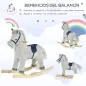 Caballito Balancín Infantil para Niños de +3 Años Caballo Mecedora de Felpa con Sonidos de Relincho y Galope Base de Madera Carg