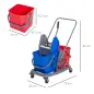 Carro de Limpieza Profesional Carro de Fregado de Metal con 2 Cubos de 25 Litros Extraíbles Escurridor Prensa Manual y 4 Ruedas