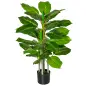 Planta Artificial Hoja Perenne Altura 95 cm con 33 Hojas Realistas en Maceta de Cemento Árbol Artificial para Interior Decoració