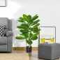 Planta Artificial Hoja Perenne Altura 95 cm con 33 Hojas Realistas en Maceta de Cemento Árbol Artificial para Interior Decoració