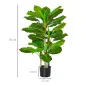 Planta Artificial Hoja Perenne Altura 95 cm con 33 Hojas Realistas en Maceta de Cemento Árbol Artificial para Interior Decoració