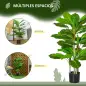 Planta Artificial Hoja Perenne Altura 95 cm con 33 Hojas Realistas en Maceta de Cemento Árbol Artificial para Interior Decoració