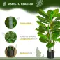 Planta Artificial Hoja Perenne Altura 95 cm con 33 Hojas Realistas en Maceta de Cemento Árbol Artificial para Interior Decoració