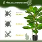 Planta Artificial Hoja Perenne Altura 95 cm con 33 Hojas Realistas en Maceta de Cemento Árbol Artificial para Interior Decoració