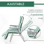 2 Tumbonas de Jardín de Acero con Cojín Acolchado Respaldo Ajustable y Reposapiés 60x75x66-102 cm Rayas Verde