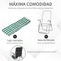 2 Tumbonas de Jardín de Acero con Cojín Acolchado Respaldo Ajustable y Reposapiés 60x75x66-102 cm Rayas Verde