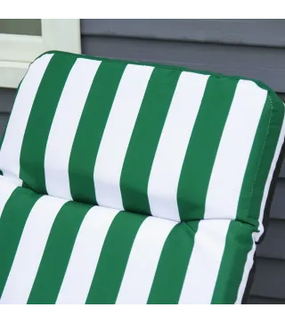 2 Tumbonas de Jardín de Acero con Cojín Acolchado Respaldo Ajustable y Reposapiés 60x75x66-102 cm Rayas Verde