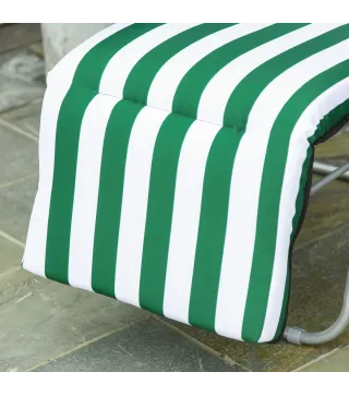 2 Tumbonas de Jardín de Acero con Cojín Acolchado Respaldo Ajustable y Reposapiés 60x75x66-102 cm Rayas Verde