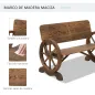 Banco de Exterior de Madera con Reposabrazos y 2 Ruedas Decorativas Estilo Rústico Carga 250 kg 114x58x80 cm Carbonizado