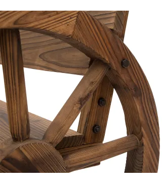 Banco de Exterior de Madera con Reposabrazos y 2 Ruedas Decorativas Estilo Rústico Carga 250 kg 114x58x80 cm Carbonizado