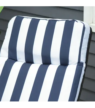 2 Tumbonas de Jardín de Acero con Cojín Acolchado Respaldo Ajustable y Reposapiés 60x75x66-102 cm Azul y Blanco