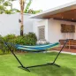 Hamaca con Soporte 310x117 cm para Camping con Altura Ajustable y Bolsa de Transporte Carga 120 kg Rayas Verdes y Azules