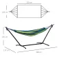 Hamaca con Soporte 310x117 cm para Camping con Altura Ajustable y Bolsa de Transporte Carga 120 kg Rayas Verdes y Azules