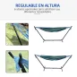 Hamaca con Soporte 310x117 cm para Camping con Altura Ajustable y Bolsa de Transporte Carga 120 kg Rayas Verdes y Azules