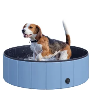 Piscina Plegable para Perros Gatos Ø100x30 cm Bañera Portátil para Mascotas PVC Antideslizante Múltiples Usos Color Azul