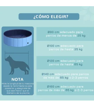 Piscina Plegable para Perros Gatos Ø100x30 cm Bañera Portátil para Mascotas PVC Antideslizante Múltiples Usos Color Azul