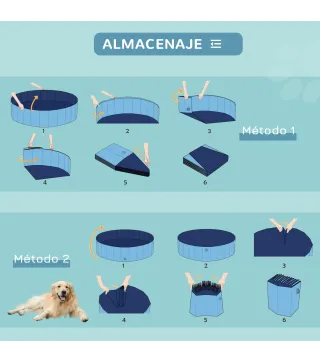 Piscina Plegable para Perros Gatos Ø100x30 cm Bañera Portátil para Mascotas PVC Antideslizante Múltiples Usos Color Azul