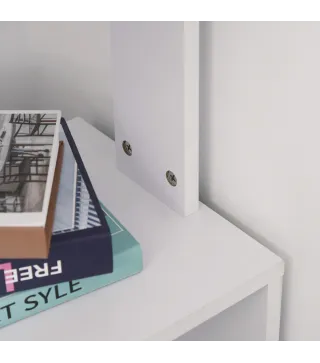 Escritorio Esquinero Giratorio, 120x110 cm, Escritorio en L, Mesa de Escritorio con Estantes, para Oficina en Casa, Estudio, Hog