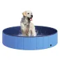 Piscina Plegable para Perros Gatos Ø140x30 cm Bañera Portátil para Mascotas PVC Antideslizante Múltiples Usos Color Azul