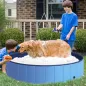 Piscina Plegable para Perros Gatos Ø140x30 cm Bañera Portátil para Mascotas PVC Antideslizante Múltiples Usos Color Azul