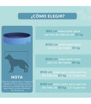 Piscina Plegable para Perros Gatos Ø140x30 cm Bañera Portátil para Mascotas PVC Antideslizante Múltiples Usos Color Azul